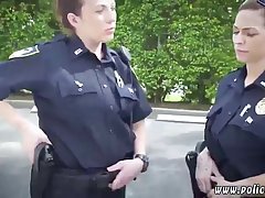 Chubby police woman is sucking a skinny black guy's dick...