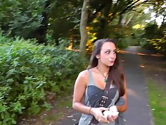 Amateur brunette went to a local park, the other day and end...