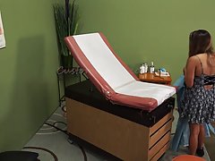 Insatiable babe is masturbating in front of her gynecologist...